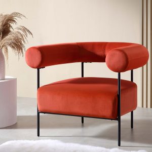 fulbourn rust ochre velvet armchair