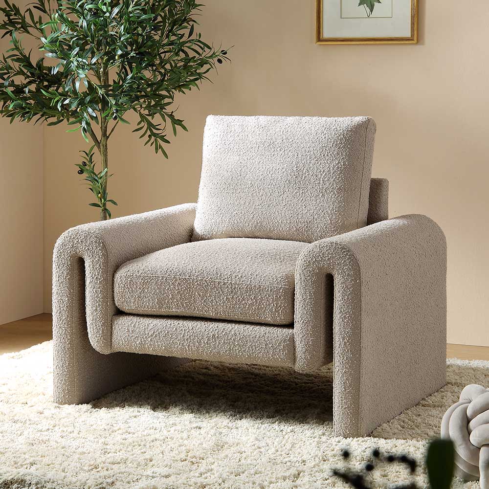 hampstead taupe boucle curved armchair hampstead taupe boucle curved armchair