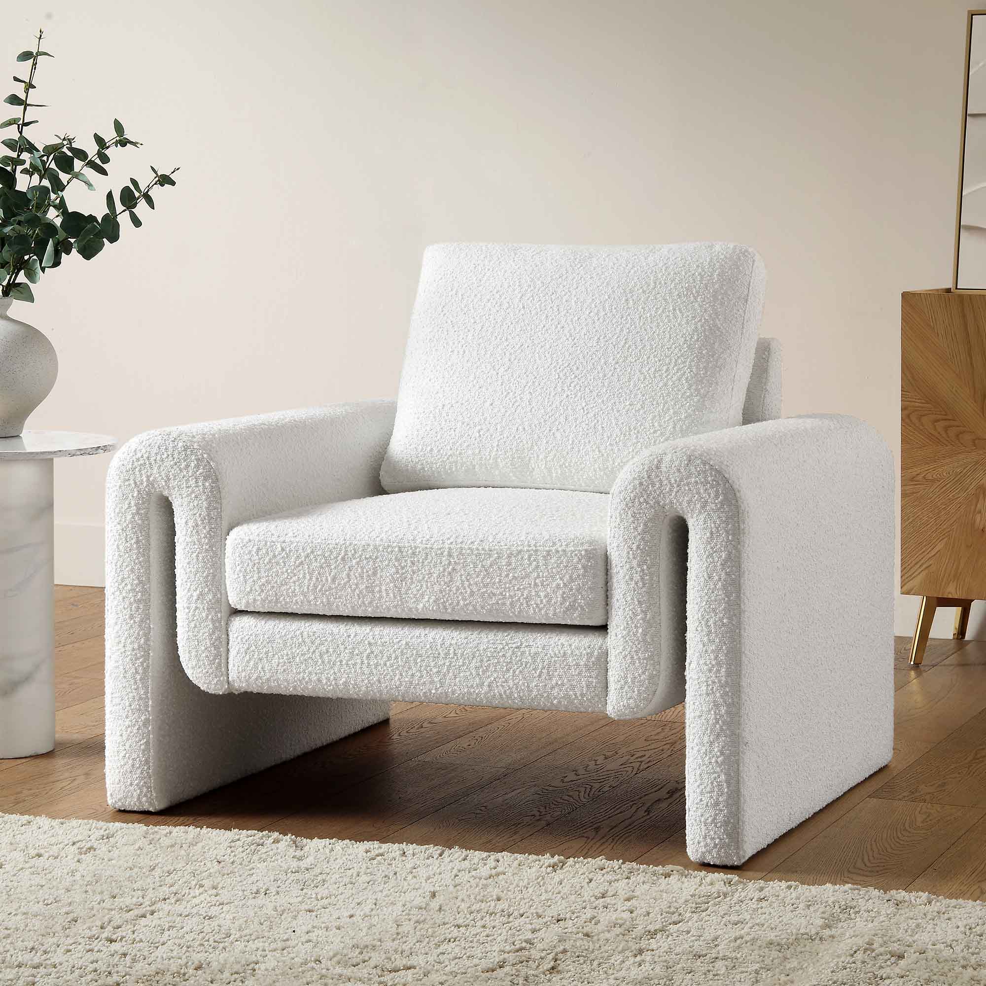 hampstead white boucle curved armchair hampstead white boucle curved armchair