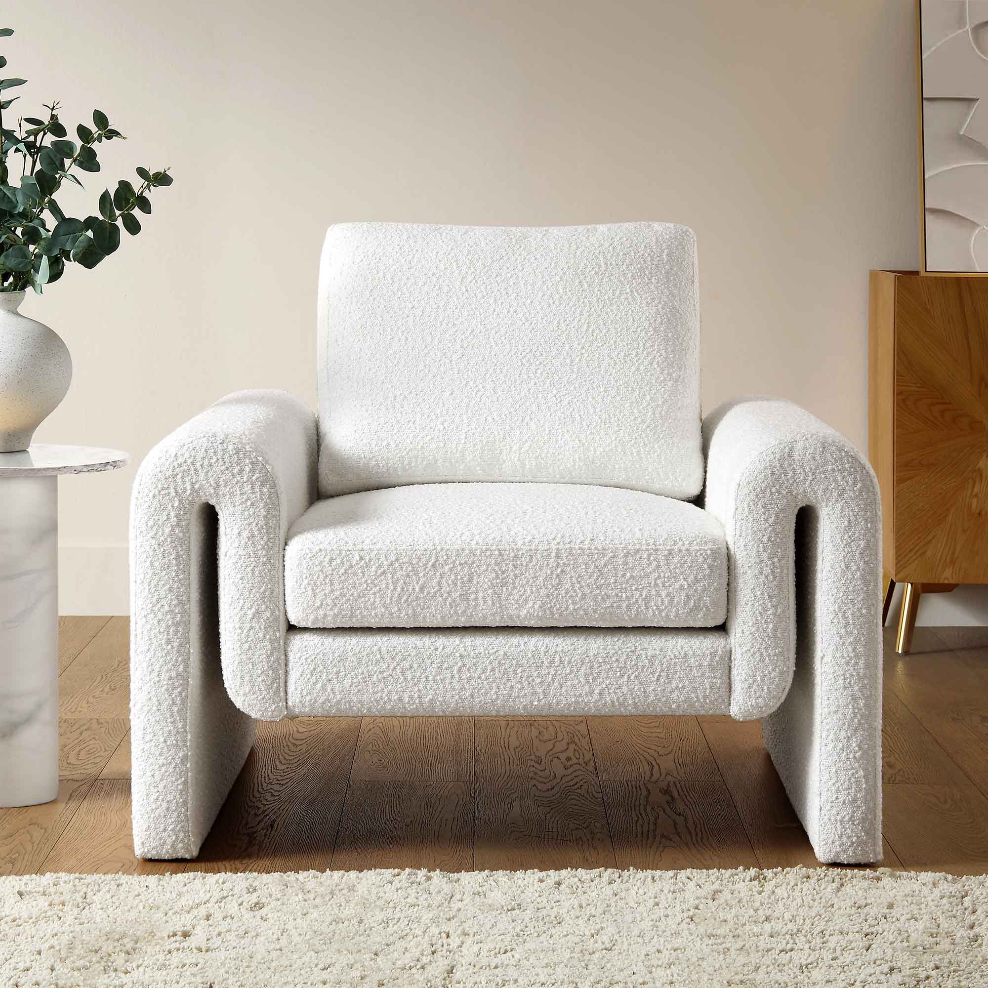 hampstead white boucle curved armchair hampstead white boucle curved armchair