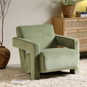 brompton sculptural armchair, lichen velvet
