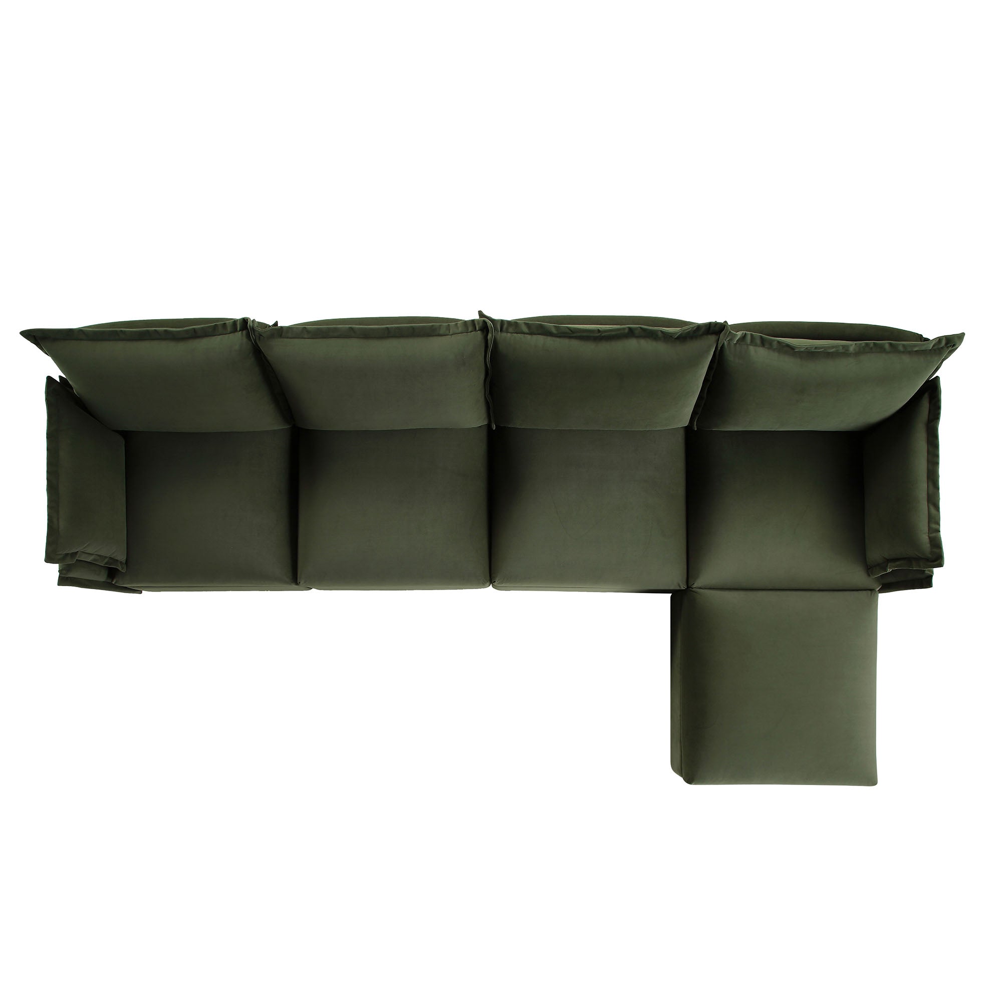 byron pillow edge moss green velvet sectional sofa, 4 seater chaise byron pillow edge moss green velvet sectional sofa, 4 seater chaise