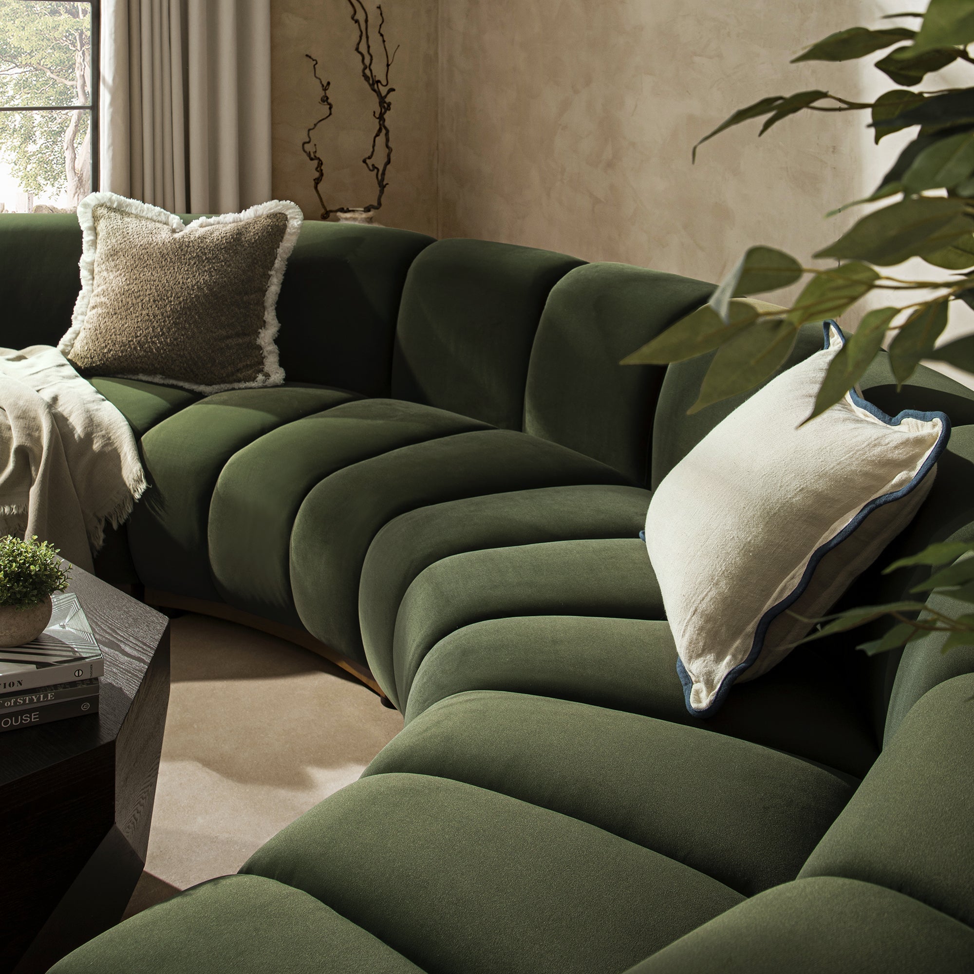 granvia moss green velvet sectional sofa, 4 seater half circle sofa granvia moss green velvet sectional sofa, 4 seater half circle sofa