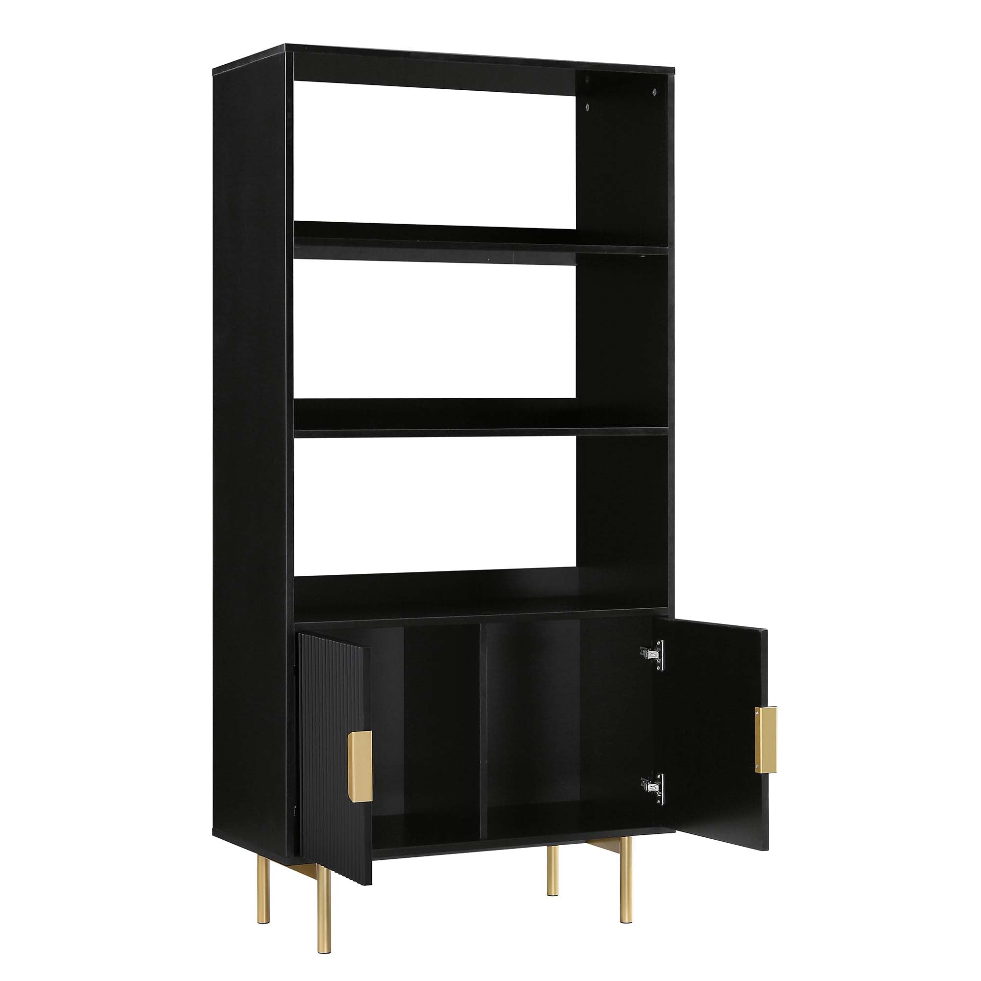 richmond ridged tall bookcase with doors, matte black richmond ridged tall bookcase with doors, matte black