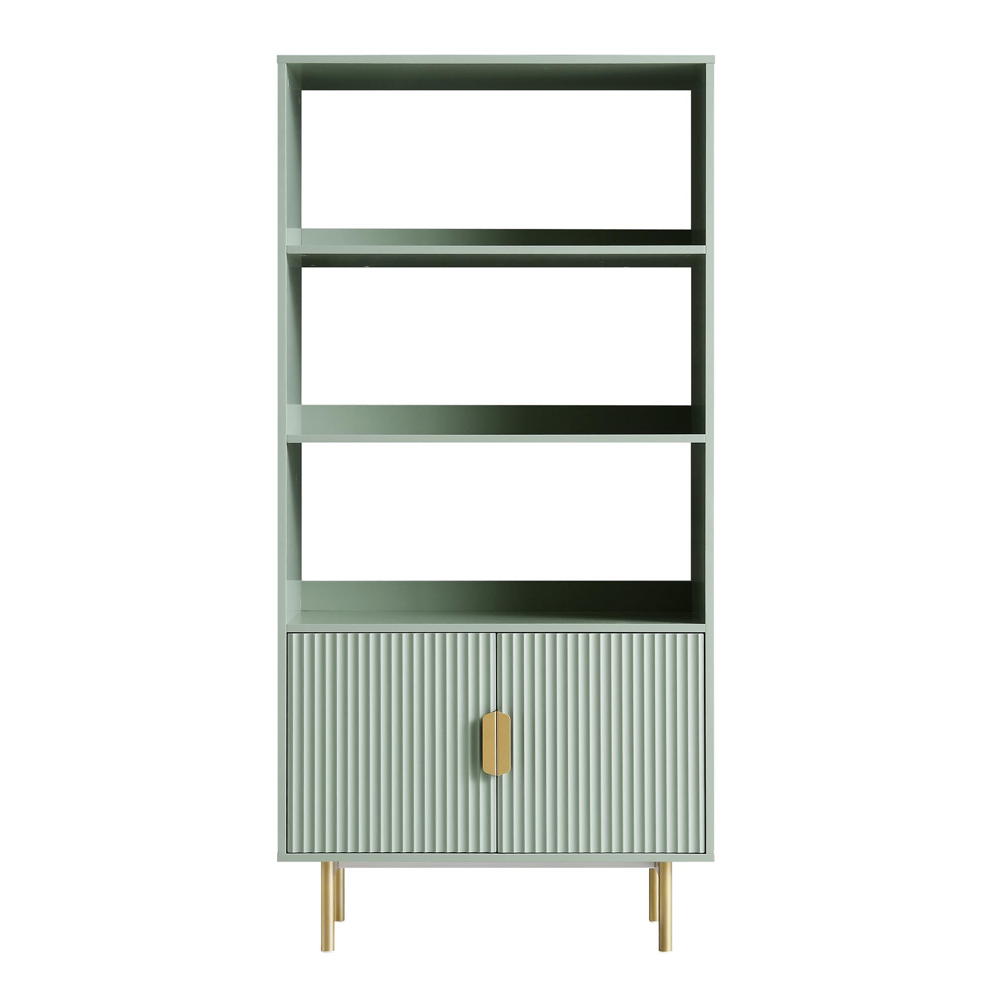 richmond ridged tall bookcase with doors, matte sage green richmond ridged tall bookcase with doors, matte sage green