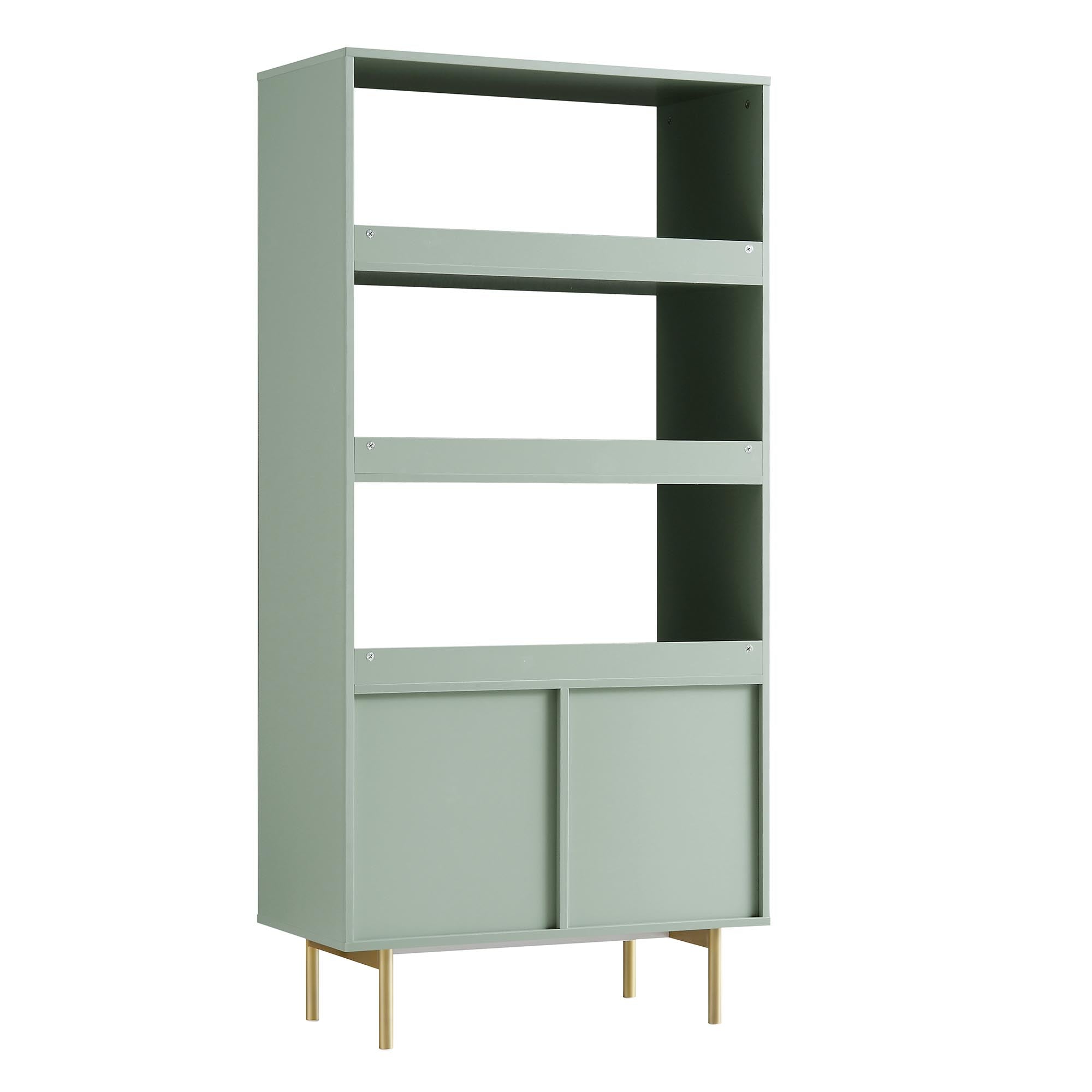 richmond ridged tall bookcase with doors, matte sage green richmond ridged tall bookcase with doors, matte sage green