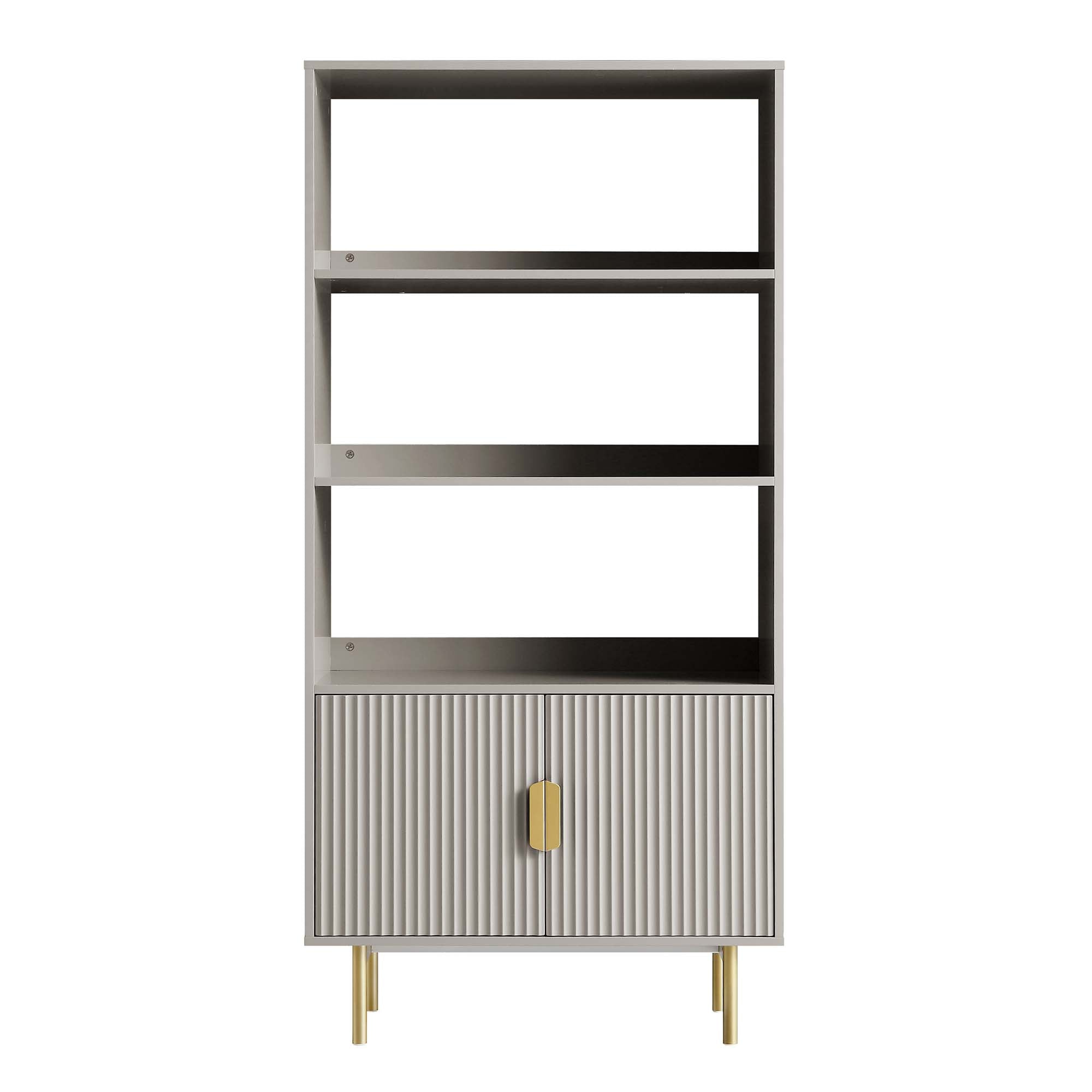 richmond ridged tall bookcase with doors, matte taupe richmond ridged tall bookcase with doors, matte taupe