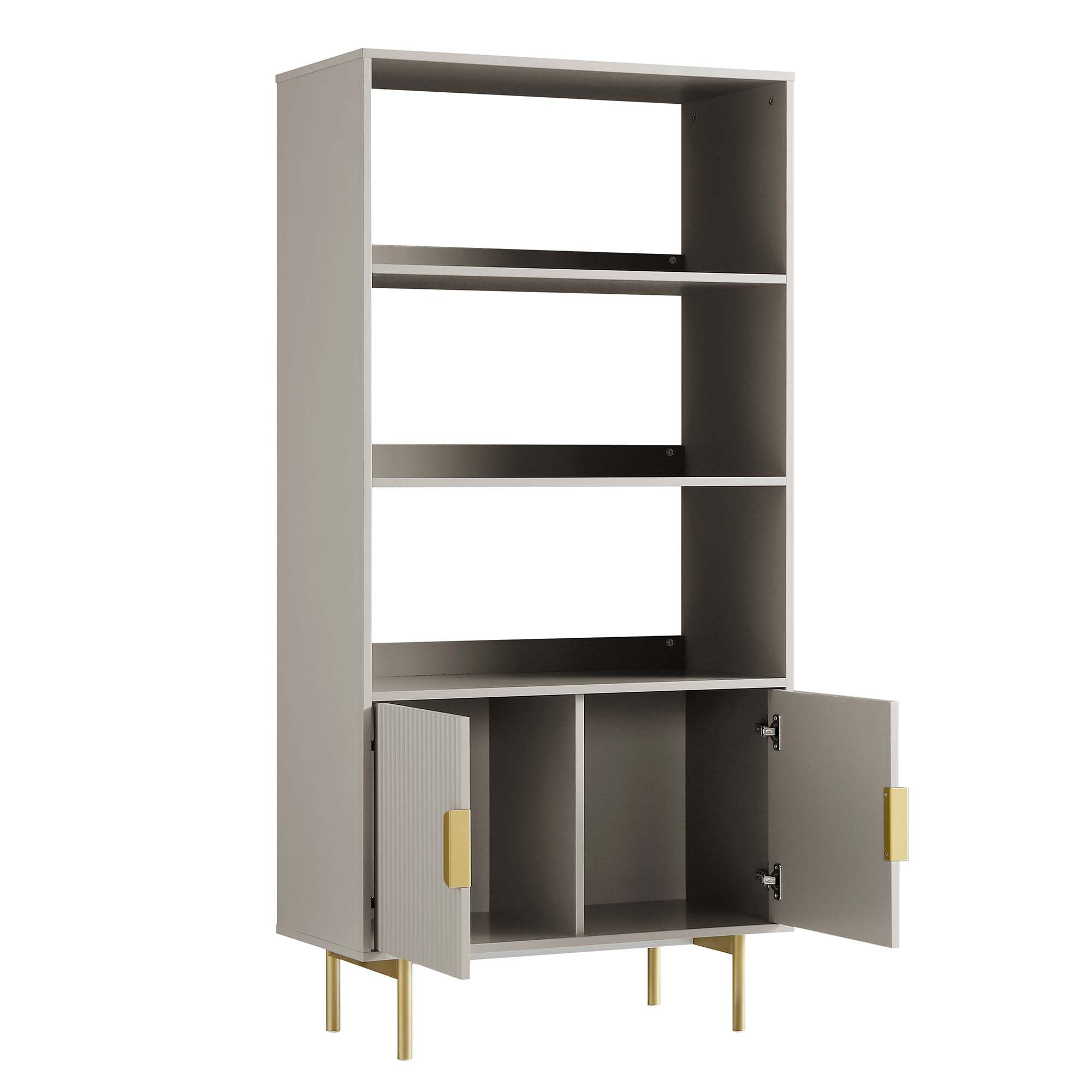 richmond ridged tall bookcase with doors, matte taupe richmond ridged tall bookcase with doors, matte taupe