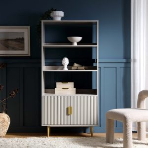 richmond ridged tall bookcase with doors, matte taupe