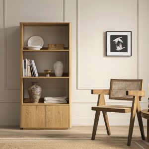 agnes curved edge bookcase, natural