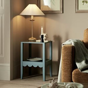 henley scalloped edge side table, blue spruce