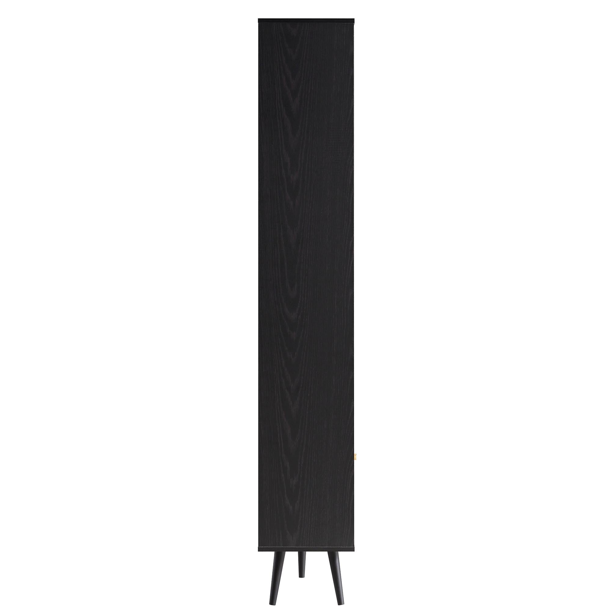 frances woven rattan bookcase with doors, black frances woven rattan bookcase with doors, black