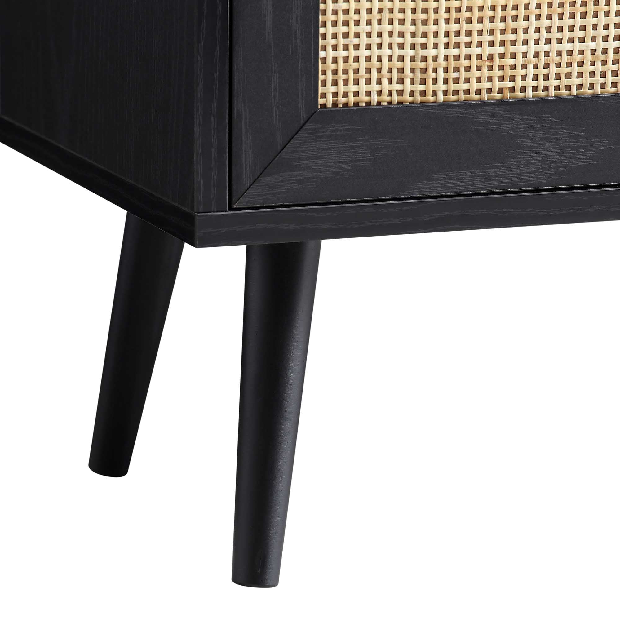 frances woven rattan bookcase with doors, black frances woven rattan bookcase with doors, black