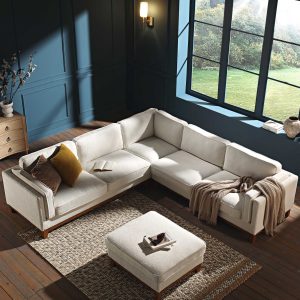 dipley beige boucle fabric grande corner sofa