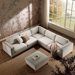 dipley oatmeal woven fabric grande corner sofa