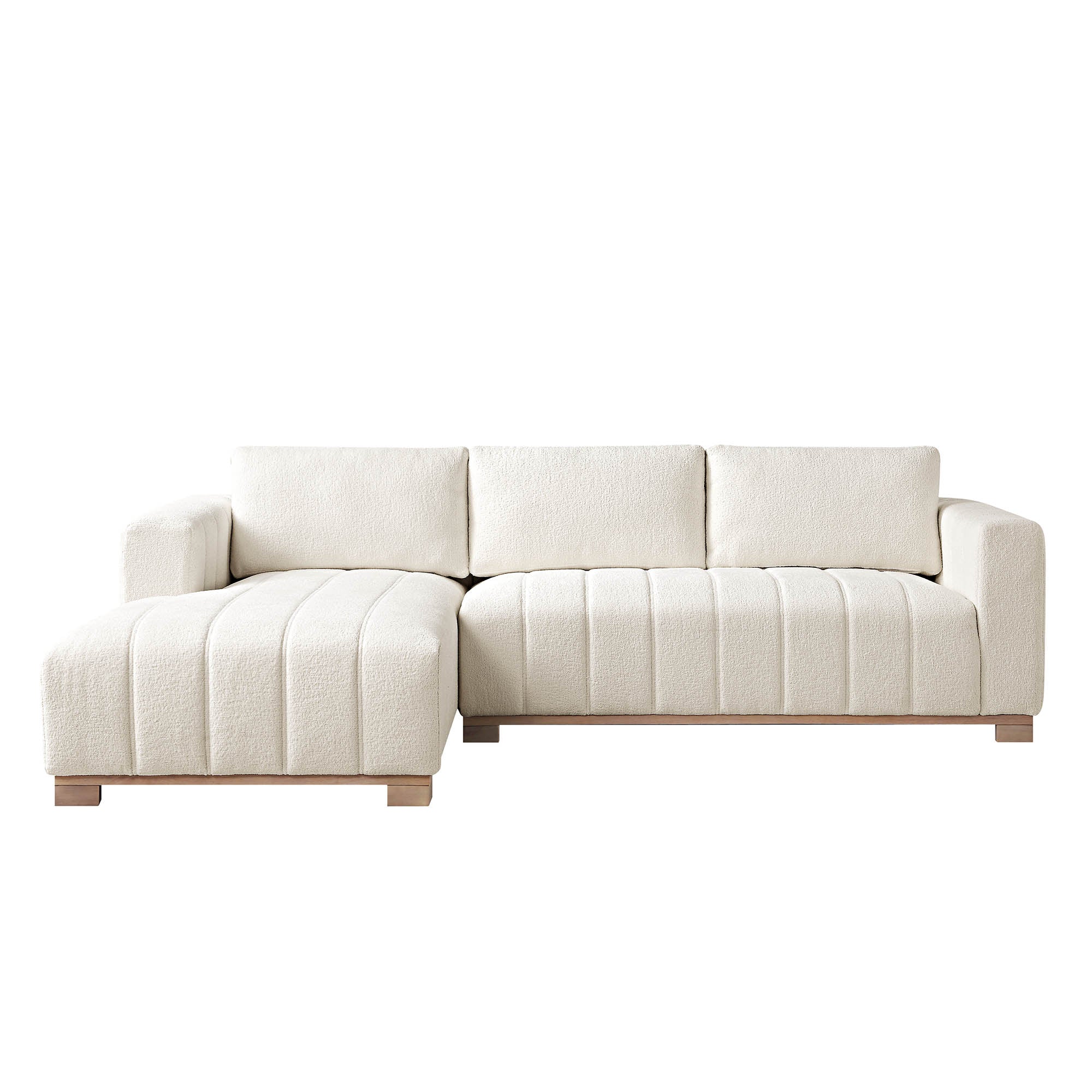 belsize beige boucle sofa with wooden base, large chaise left hand facing belsize beige boucle sofa with wooden base, large chaise left hand facing