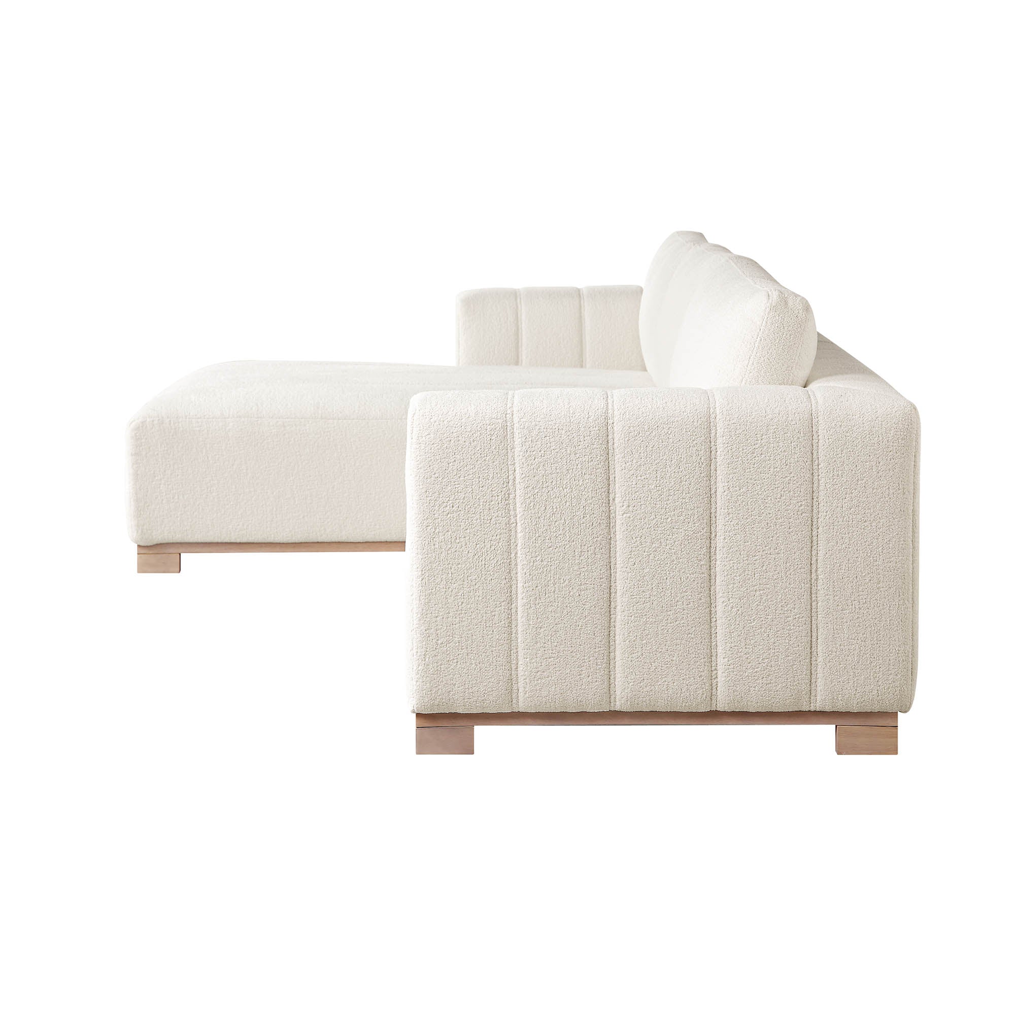 belsize beige boucle sofa with wooden base, large chaise left hand facing belsize beige boucle sofa with wooden base, large chaise left hand facing