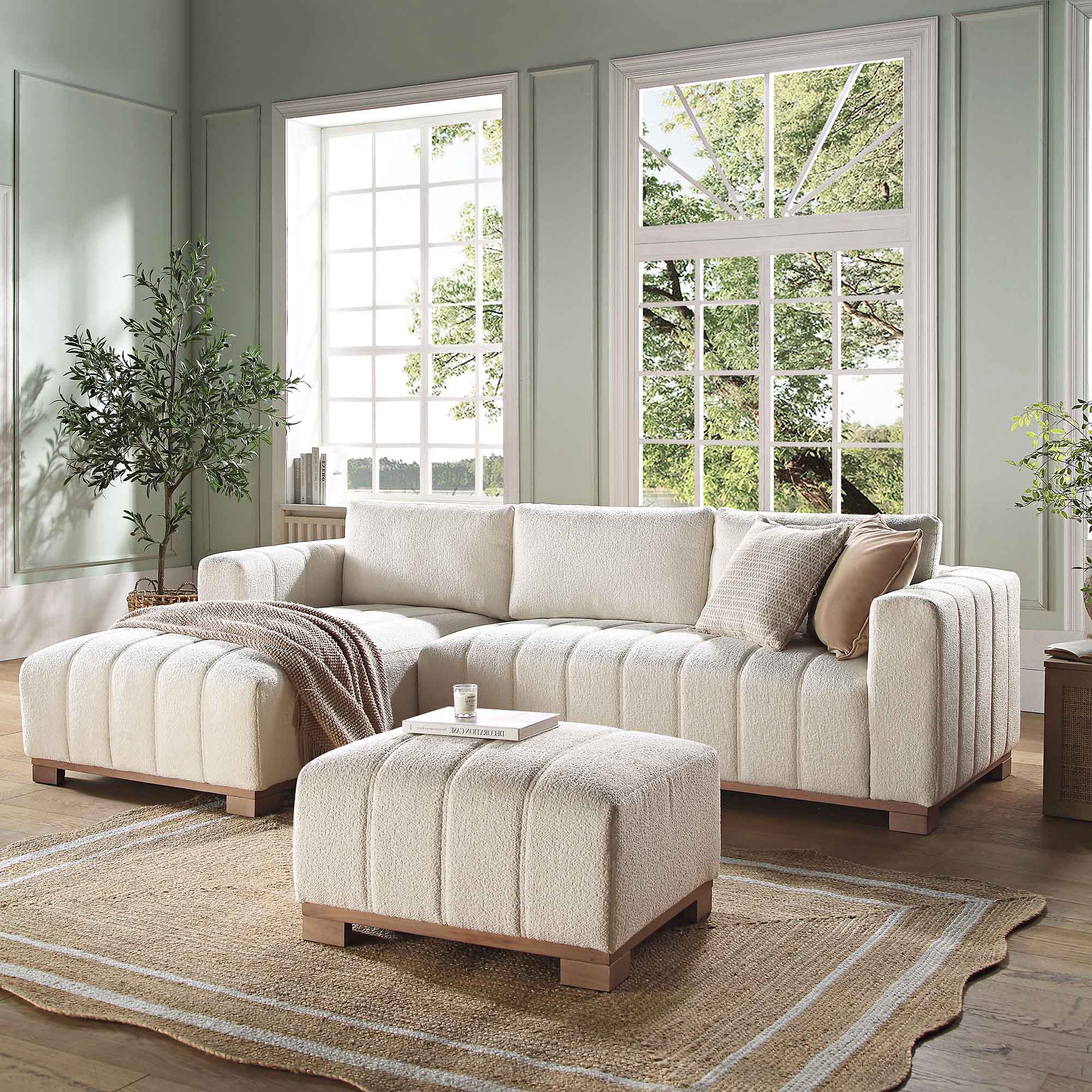 belsize beige boucle sofa with wooden base, large chaise left hand facing belsize beige boucle sofa with wooden base, large chaise left hand facing