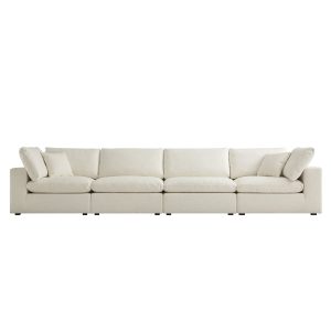 lutyens beige linen blend sectional sofa, 4 piece