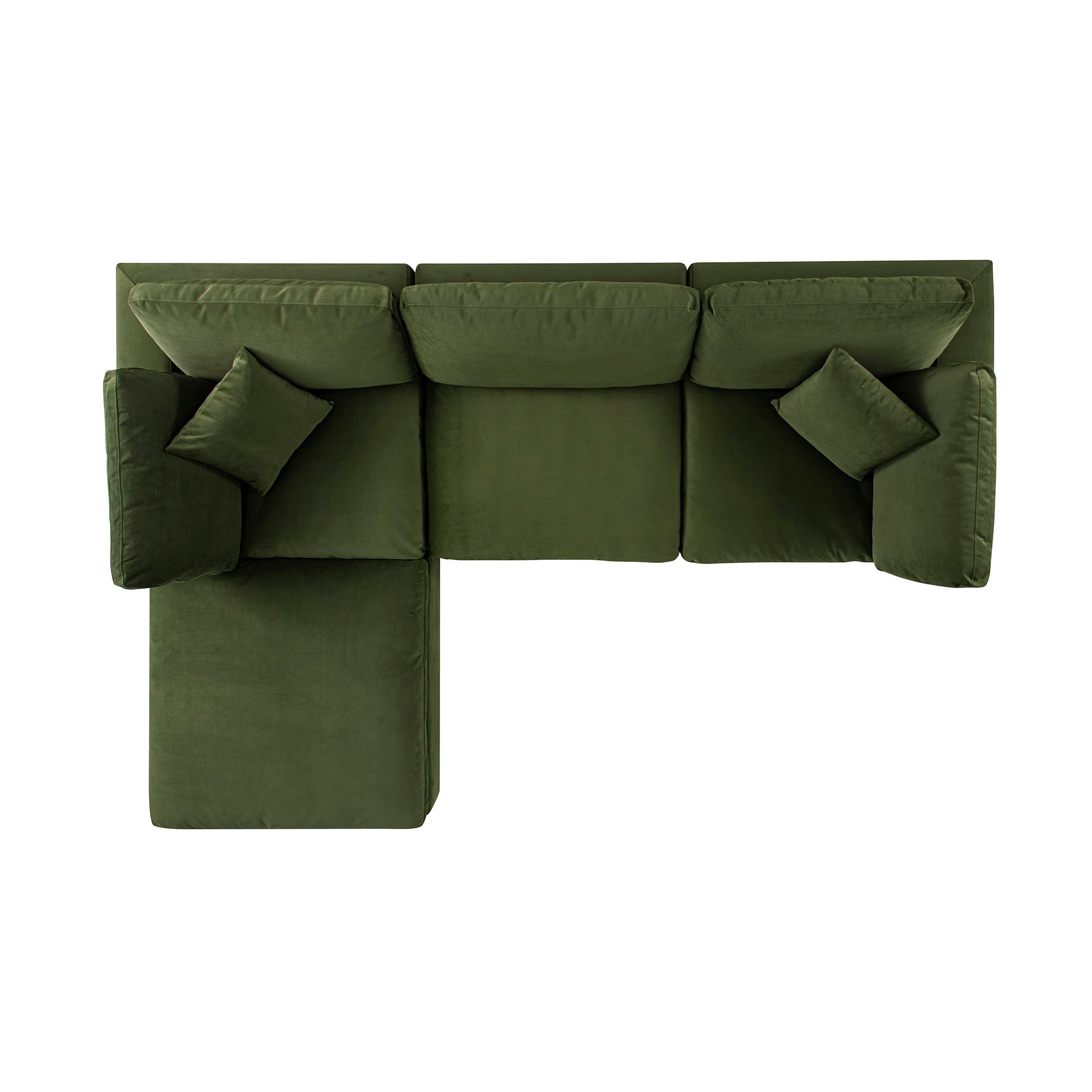 lutyens moss green velvet sectional sofa, 3 piece chaise lutyens moss green velvet sectional sofa, 3 piece chaise