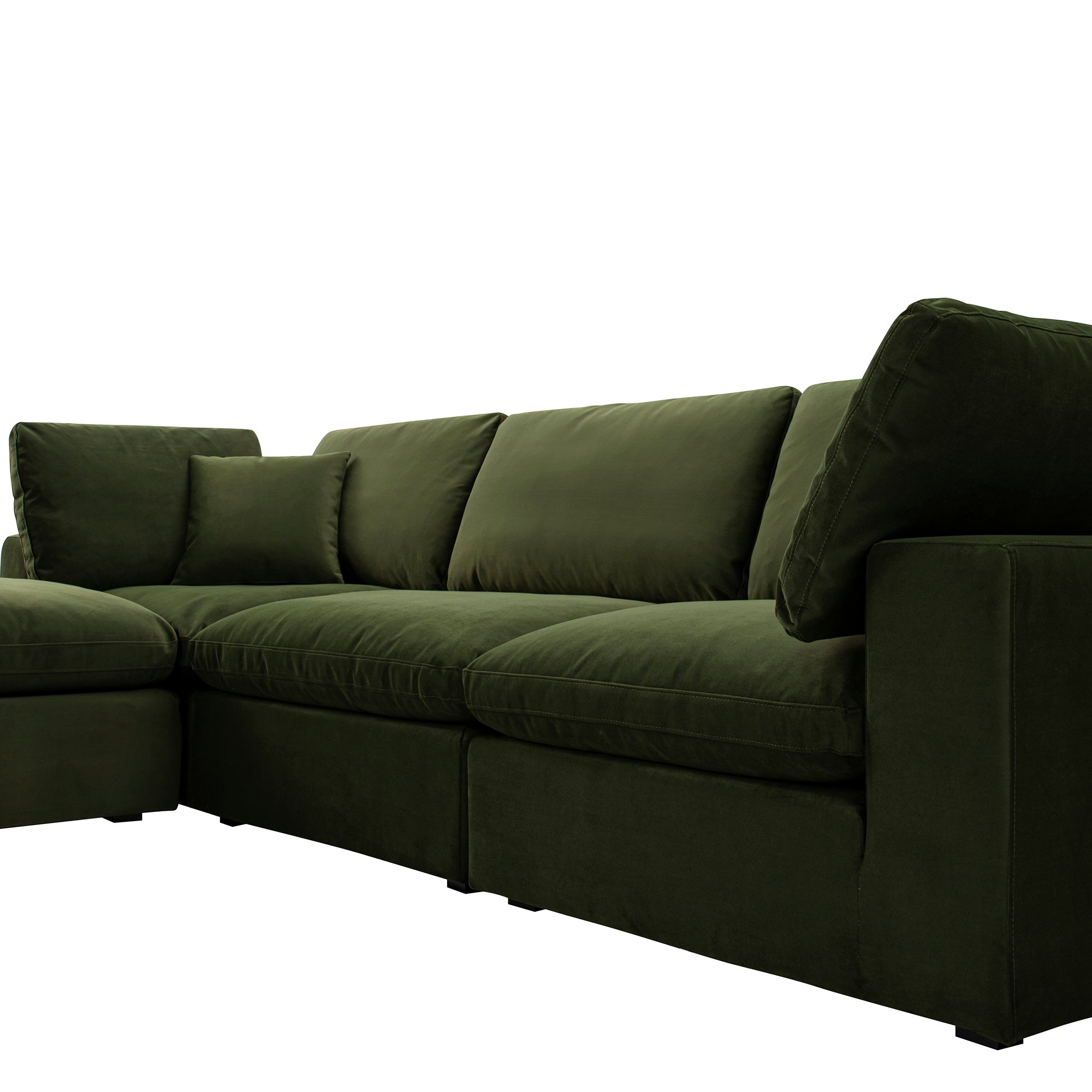 lutyens moss green velvet sectional sofa, 3 piece chaise lutyens moss green velvet sectional sofa, 3 piece chaise