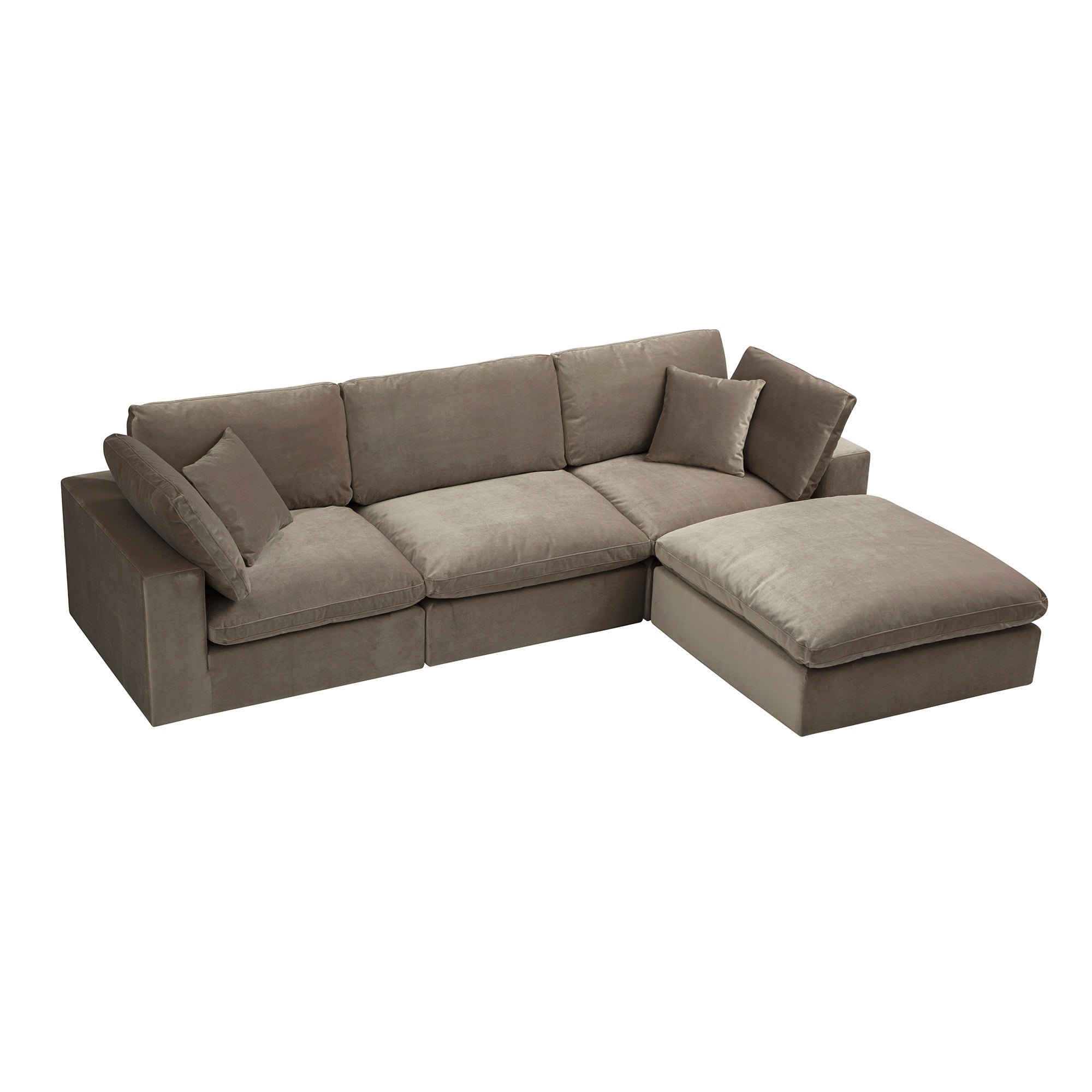 lutyens taupe velvet sectional sofa, 3 piece chaise lutyens taupe velvet sectional sofa, 3 piece chaise