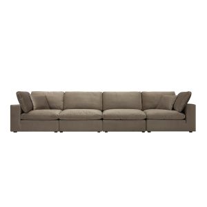 lutyens taupe velvet sectional sofa, 4 piece