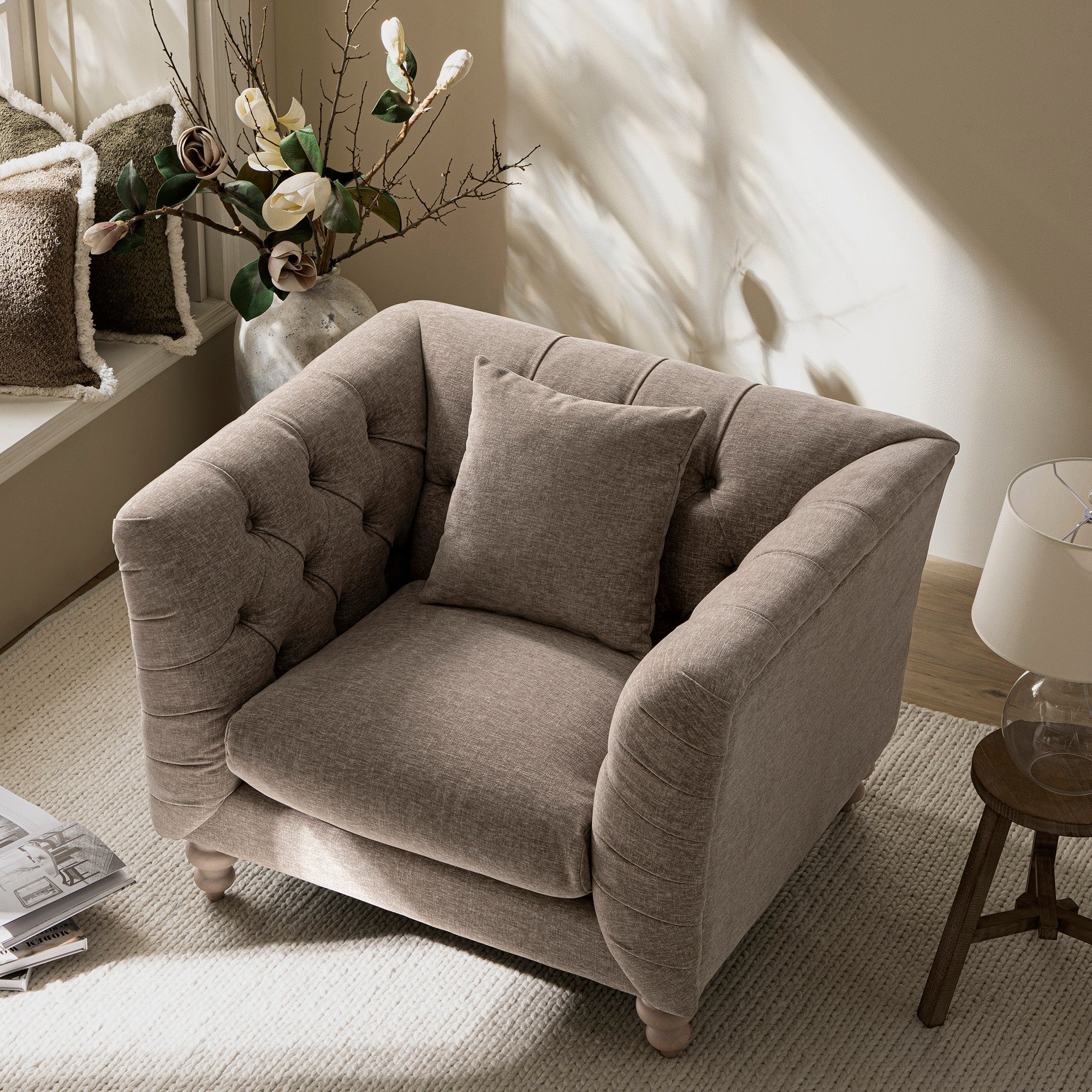ashby chesterfield armchair, taupe chenille ashby chesterfield armchair, taupe chenille