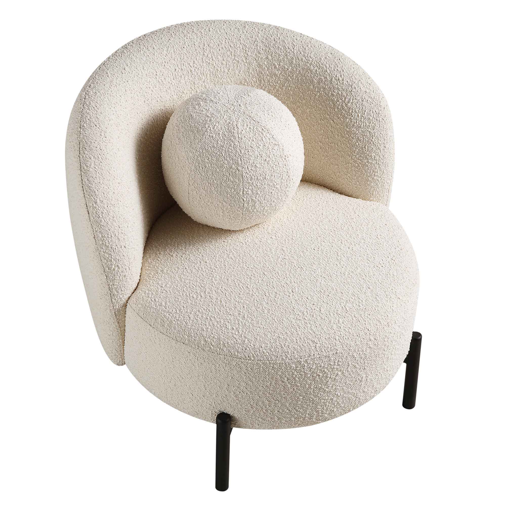 amboise armchair with ball cushion, ecru boucle amboise armchair with ball cushion, ecru boucle